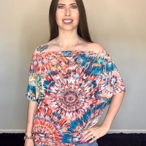 New colorful off the shoulder dolman top shirt